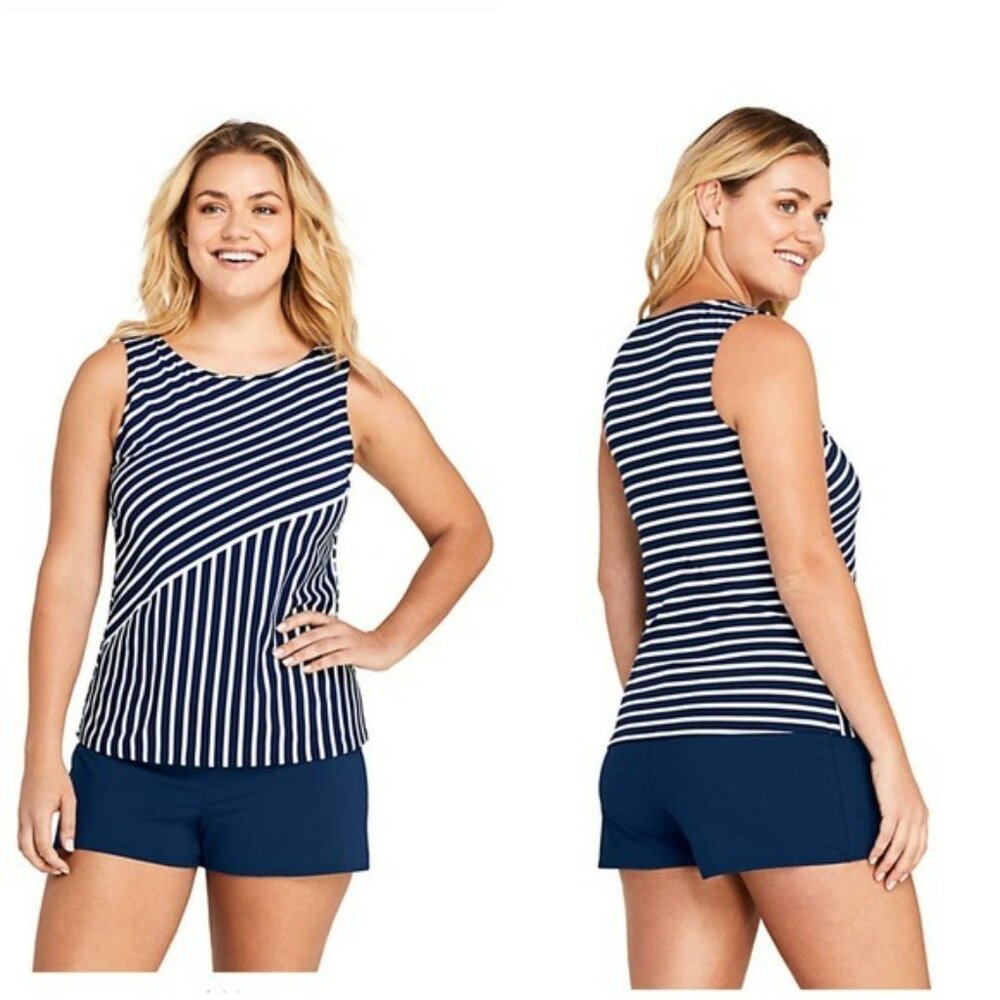 Lands end High Neck Tankini Top Swimsuit Modest 14 DD CUP - Picture 4 of 8